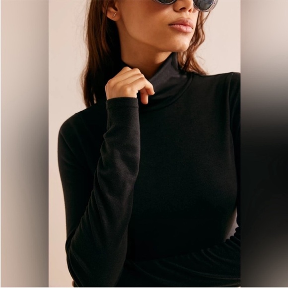 NWT Free People Dress Good Feels Mockneck Midi In Black Size Small - Picture 4 of 6